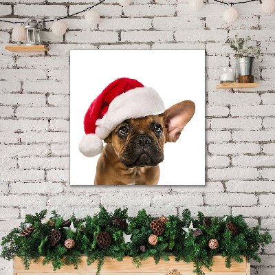 Quadro su tela Bulldog cane di Natale