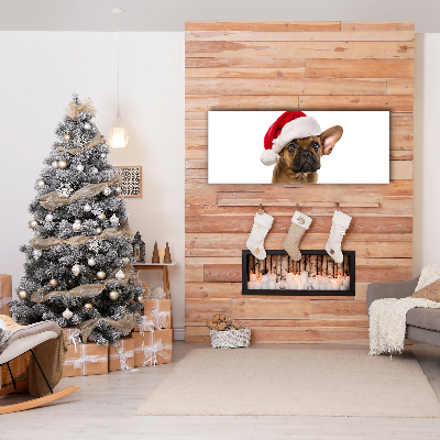 Quadro su tela Bulldog cane di Natale