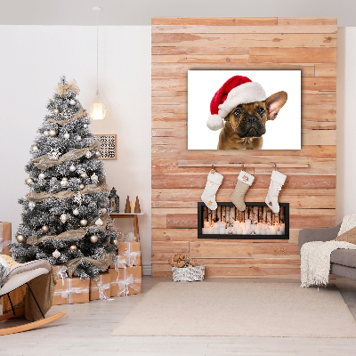 Quadro su tela Bulldog cane di Natale