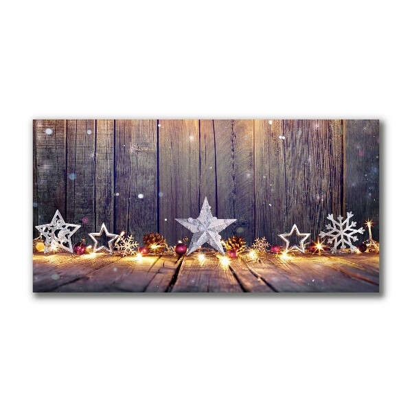 Quadro stampa su tela Ornamenti di stelle di Natale con luce di Natale