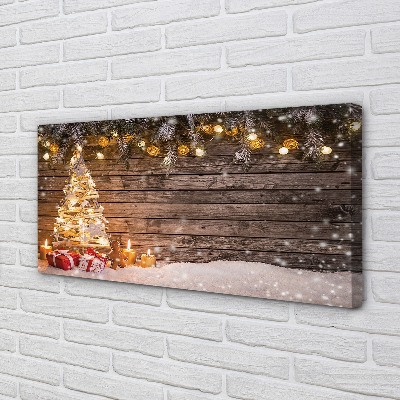 Quadro su tela Decorazioni di neve dell'albero di Natale