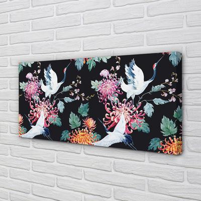 Quadro su tela Uccelli con fiori