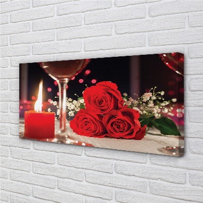 Quadro su tela Vetro di candele di rose