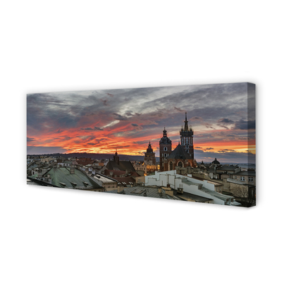 Quadro su tela Panorama del tramonto di Cracovia