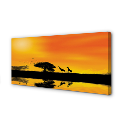 Quadro su tela Giraffe West Tree Lake