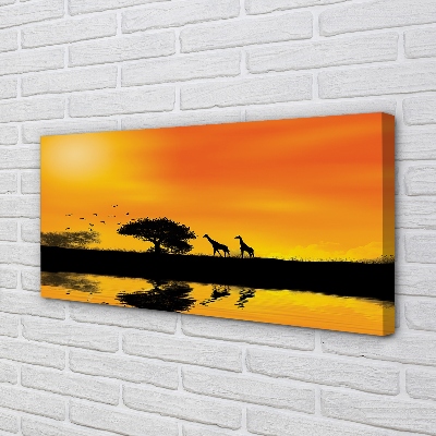 Quadro su tela Giraffe West Tree Lake