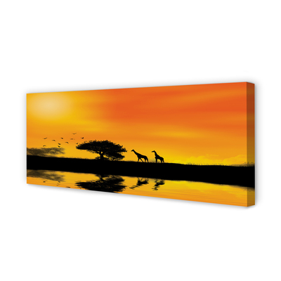 Quadro su tela Giraffe West Tree Lake