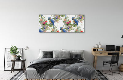 Quadro su tela Uccelli su rami con fiori