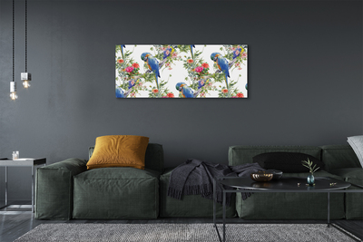 Quadro su tela Uccelli su rami con fiori