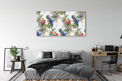 Quadro su tela Uccelli su rami con fiori