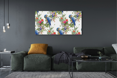 Quadro su tela Uccelli su rami con fiori