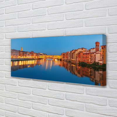 Stampa quadro su tela Italia River Bridges Buildings Night