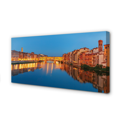 Stampa quadro su tela Italia River Bridges Buildings Night