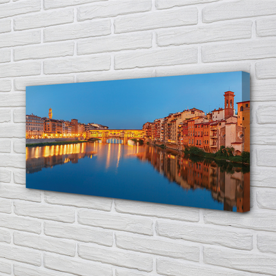 Stampa quadro su tela Italia River Bridges Buildings Night