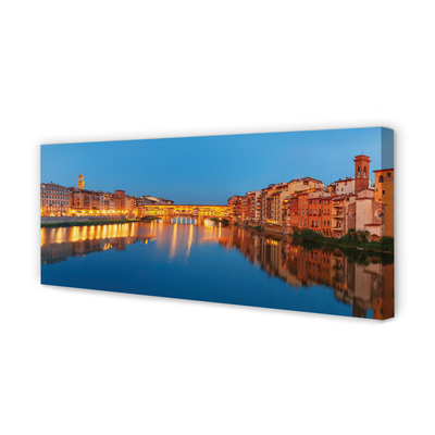 Stampa quadro su tela Italia River Bridges Buildings Night