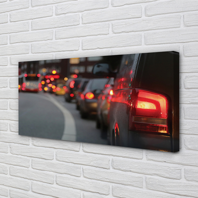 Quadro su tela Auto Light Traffic Jam Street City