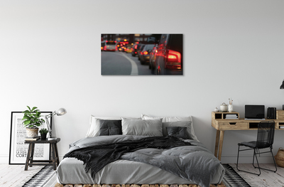 Quadro su tela Auto Light Traffic Jam Street City