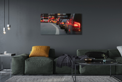 Quadro su tela Auto Light Traffic Jam Street City