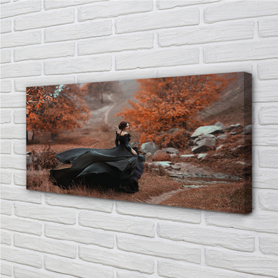 Stampa quadro su tela Una donna autunno montagne