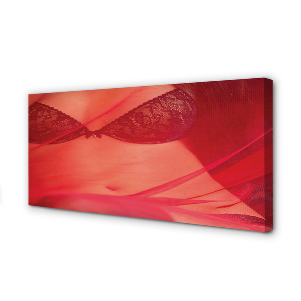 Quadro su tela Una donna sotto un tulle rosso