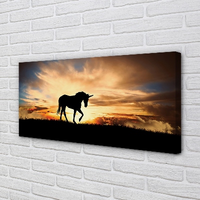 Quadro su tela Sunset unicorno