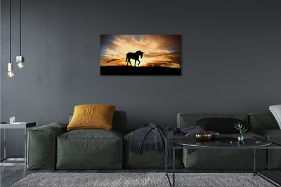 Quadro su tela Sunset unicorno