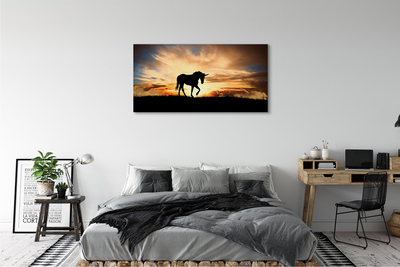 Quadro su tela Sunset unicorno