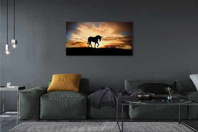 Quadro su tela Sunset unicorno