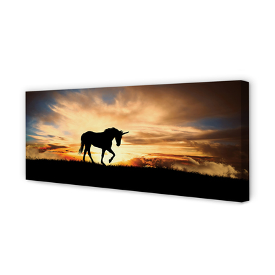 Quadro su tela Sunset unicorno