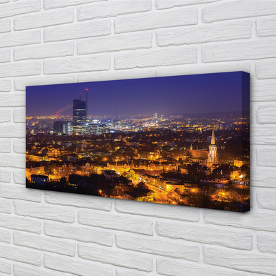 Quadro su tela Night panorama della città di Darńsk