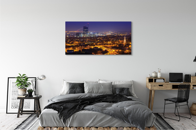 Quadro su tela Night panorama della città di Darńsk