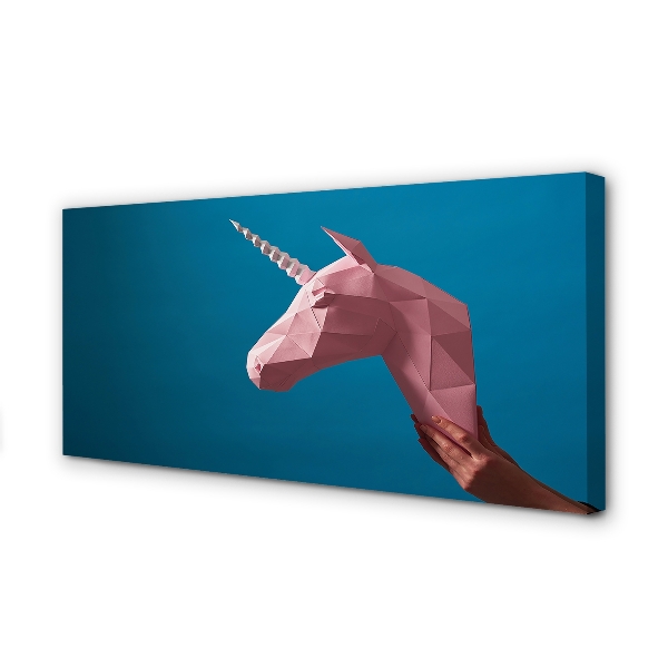 Quadro su tela Origami unicorno rosa