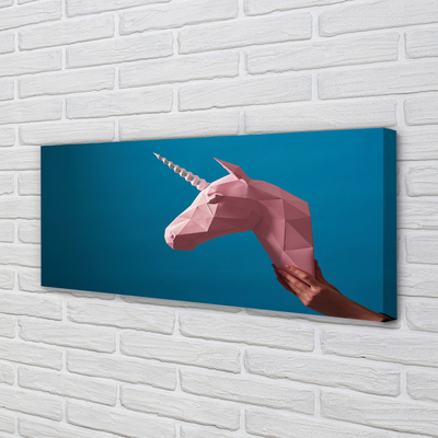 Quadro su tela Origami unicorno rosa