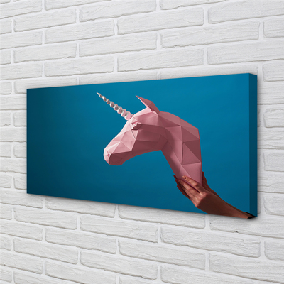 Quadro su tela Origami unicorno rosa