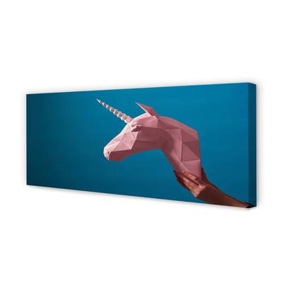 Quadro su tela Origami unicorno rosa