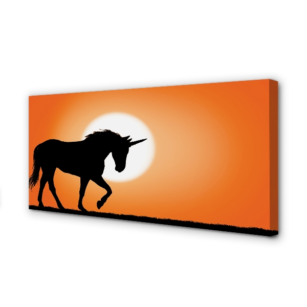 Quadro su tela Sunset unicorno