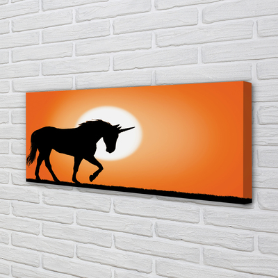 Quadro su tela Sunset unicorno