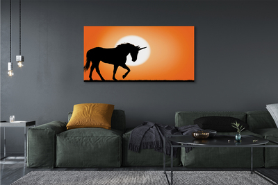 Quadro su tela Sunset unicorno