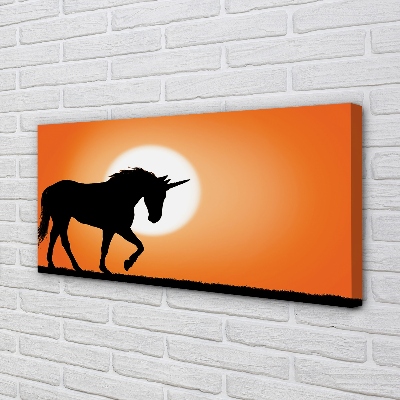 Quadro su tela Sunset unicorno