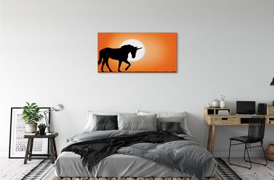 Quadro su tela Sunset unicorno