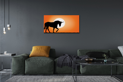 Quadro su tela Sunset unicorno