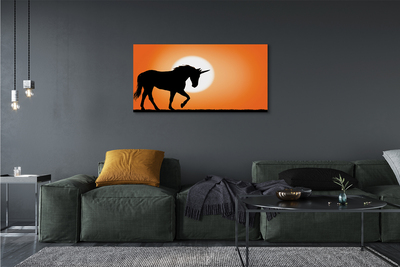 Quadro su tela Sunset unicorno