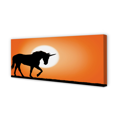 Quadro su tela Sunset unicorno