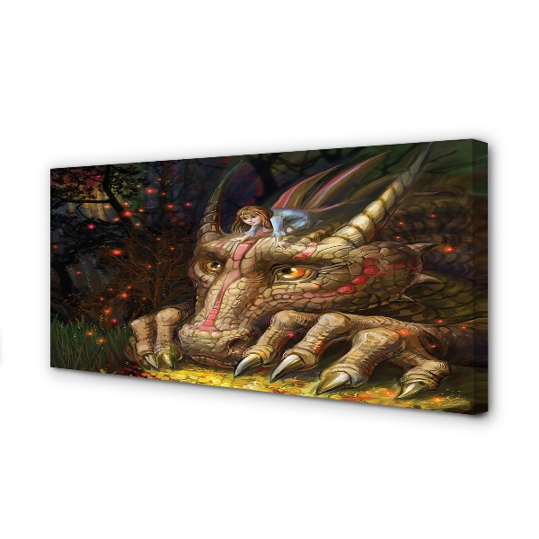 Quadro su tela Dragon Head Forest Girl