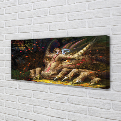 Quadro su tela Dragon Head Forest Girl