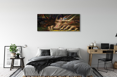 Quadro su tela Dragon Head Forest Girl