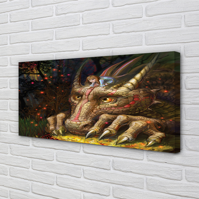 Quadro su tela Dragon Head Forest Girl