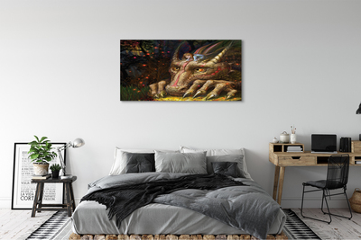 Quadro su tela Dragon Head Forest Girl