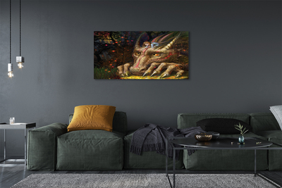 Quadro su tela Dragon Head Forest Girl