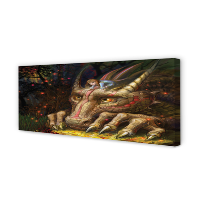 Quadro su tela Dragon Head Forest Girl